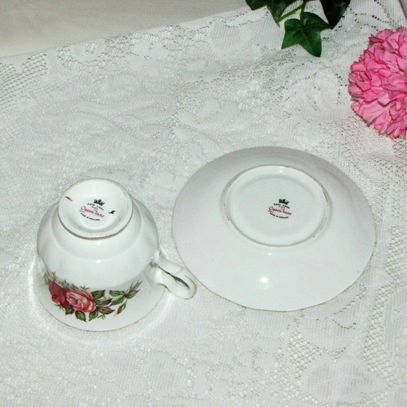 Queen Anne Vintage Bone China Cup & Saucer Pink Roses Cottagecore Teacup - Picture 7 of 8